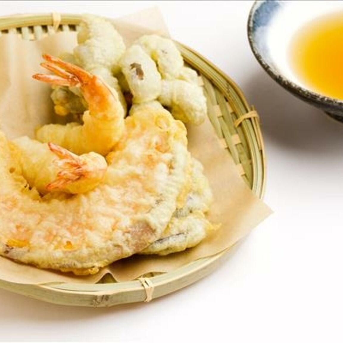 Креветки Темпура с овощами.