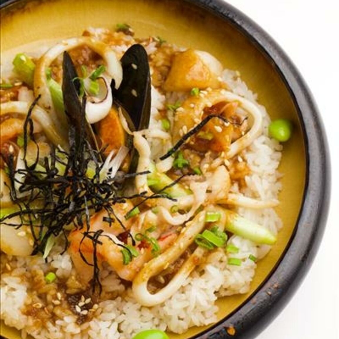 Рис с морепродуктами.