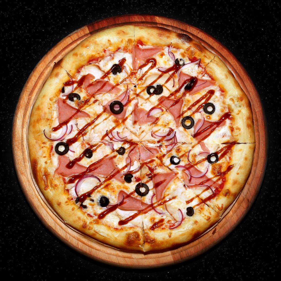 Пицца с ветчиной и курицей 32см