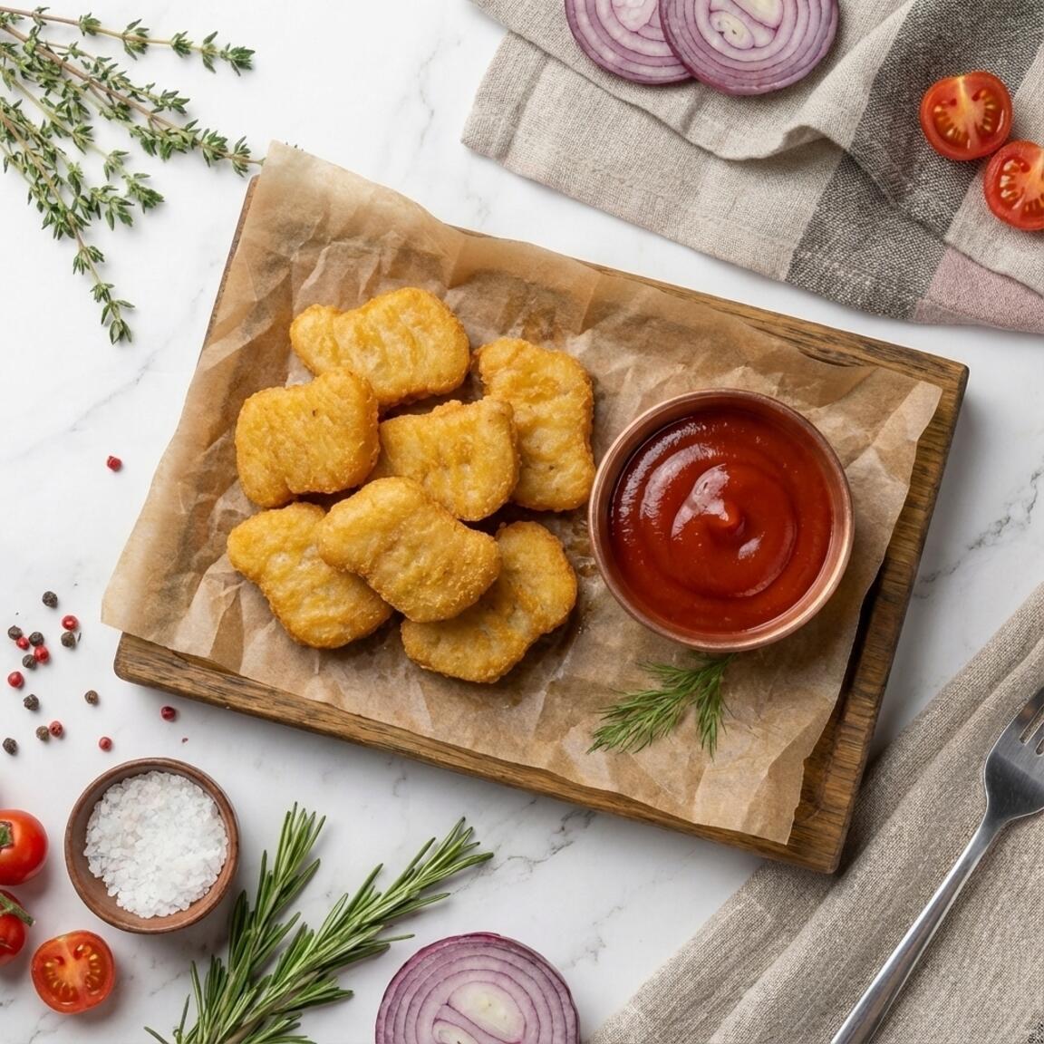 Куринные наггетсы с кетчупом