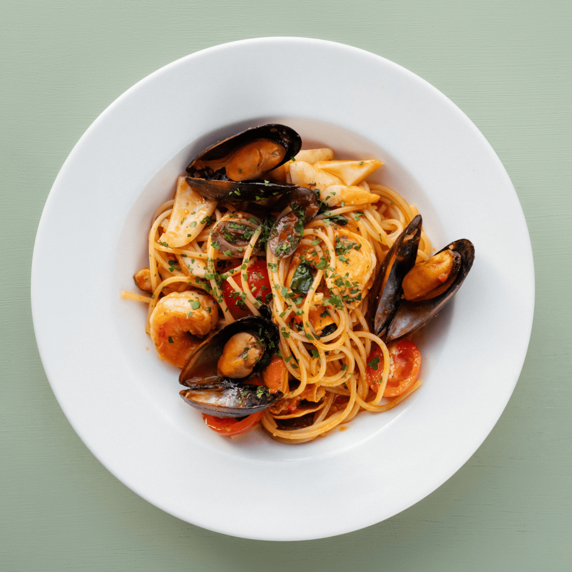Спагетти с морепродуктами 