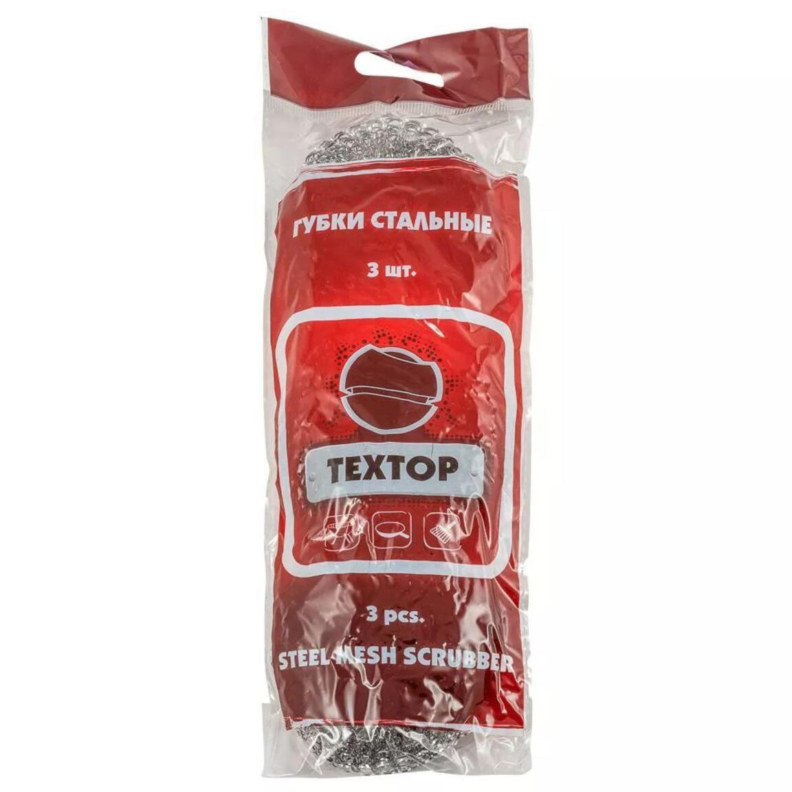 Губка д/посуды металл TEXTOP 12гр 3шт/уп 120