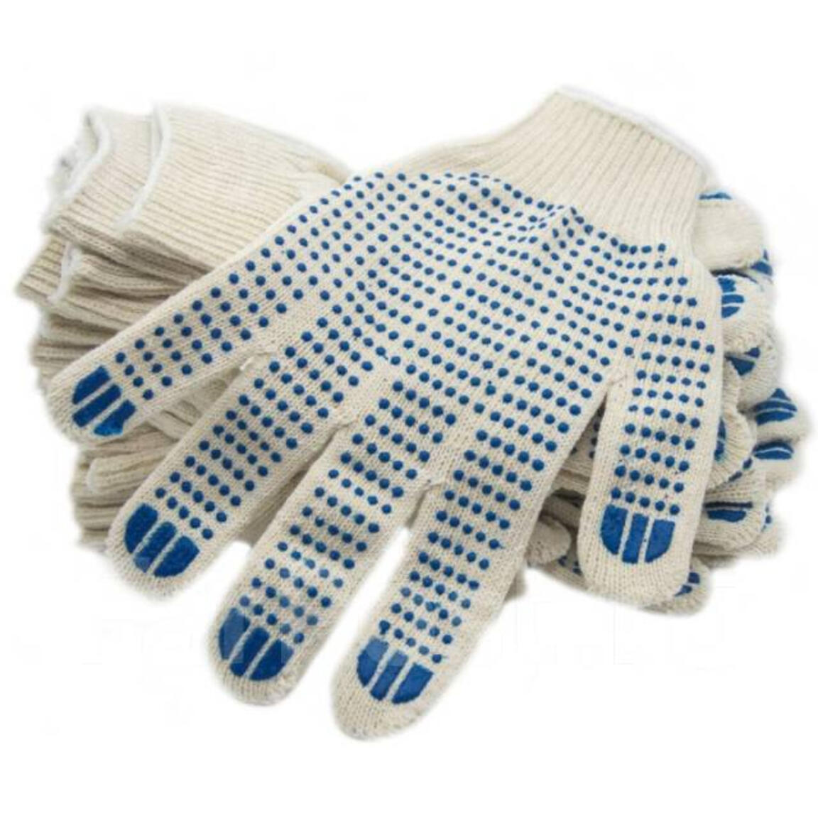 Перчатки трикотажные с ПВХ 4 нити/10 класс/ (Россия) белые 1/10/500