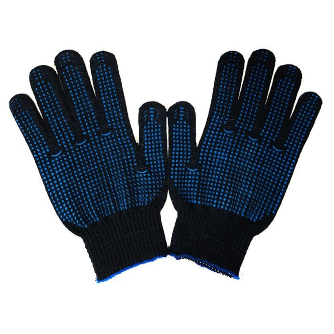 Перчатки трикотажные с ПВХ 5 нитей/10 класс (Россия) черные (оранж. оверлог) STANDART 1/10/400