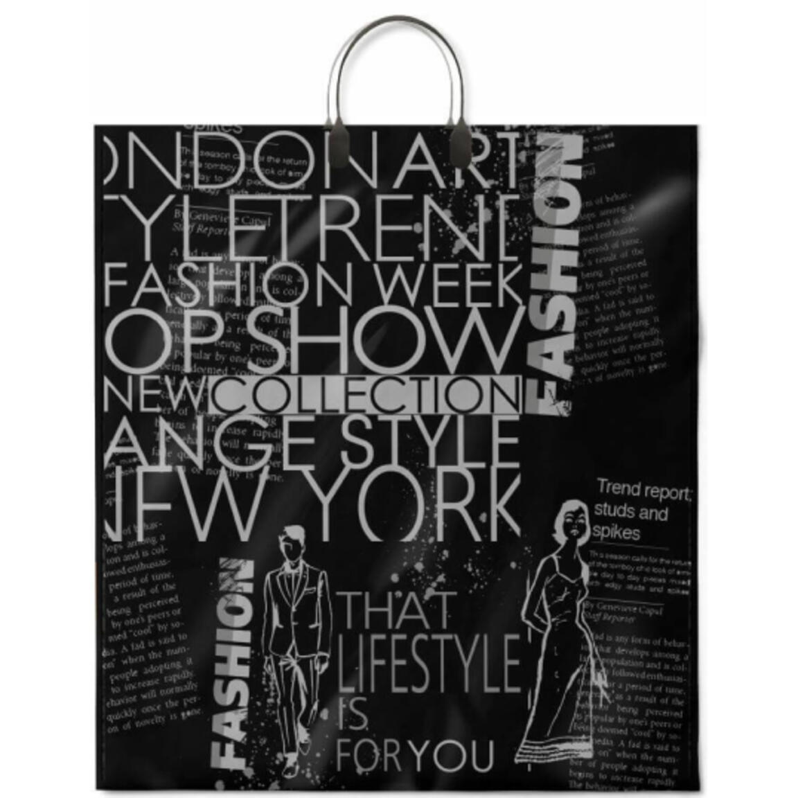 Пакет с жесткой ручкой ПВД  46х50 100мкм ИНТЕРПАК 10шт/100шт