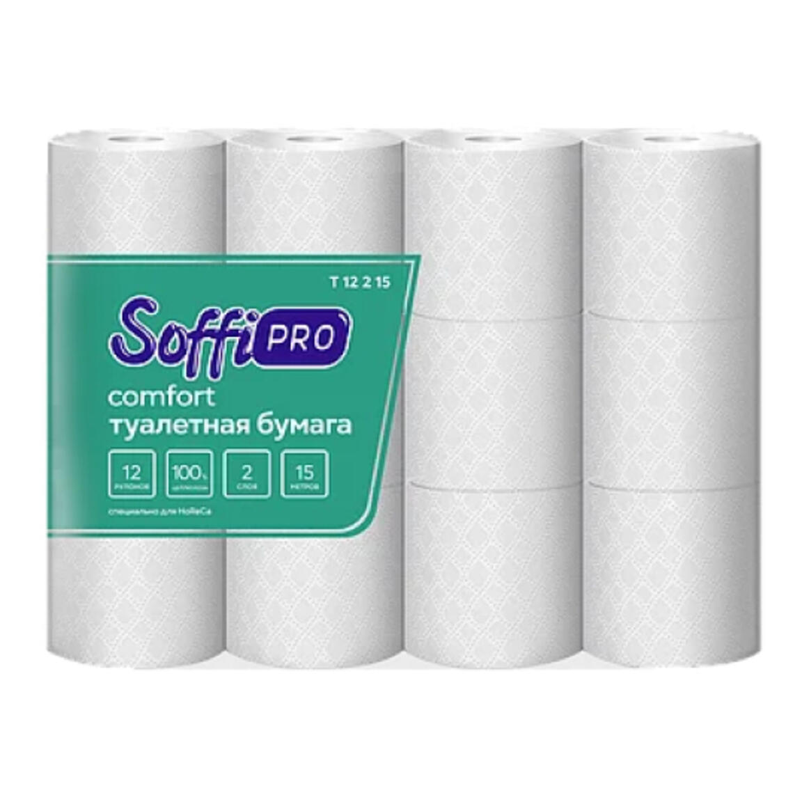 АрхБум Туалетная бумага SoffiPro Comfort, сред.рул, 2-х сл, белая 18метр 12рул. арт.10900984 1/8