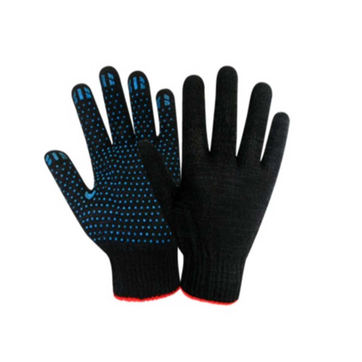 Перчатки трикотажные с ПВХ 4 нити/10 класс/ (Россия) черные(черный оверлог) 1/10/500