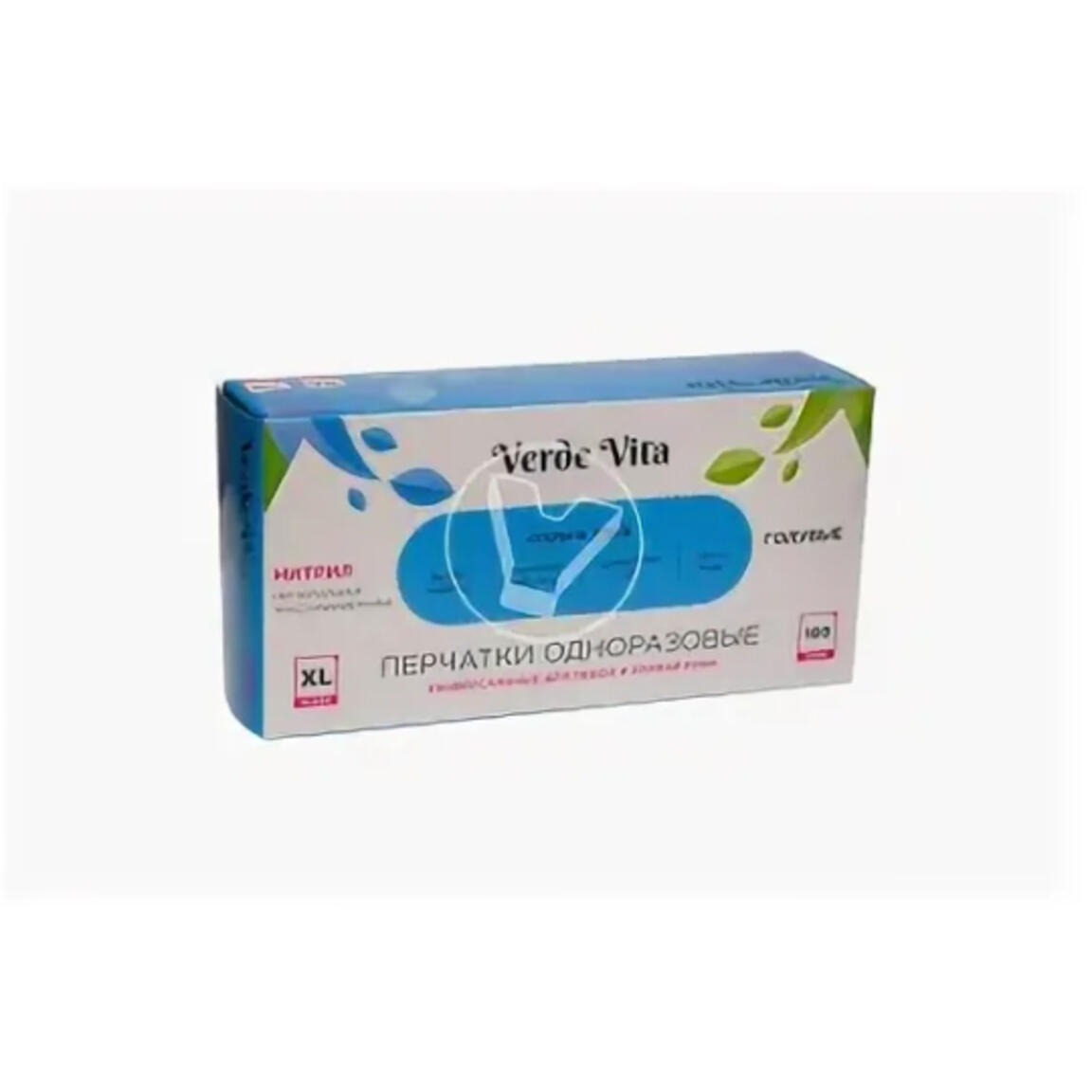 Перчатки ГОЛУБЫЕ нитриловые, смотровые, неопудренные размер L VerdeVita арт.5100925 1/10уп