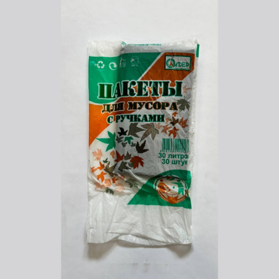 Пакет для мусора ПНД  с ручками V-30л   30шт./80уп. Лидер