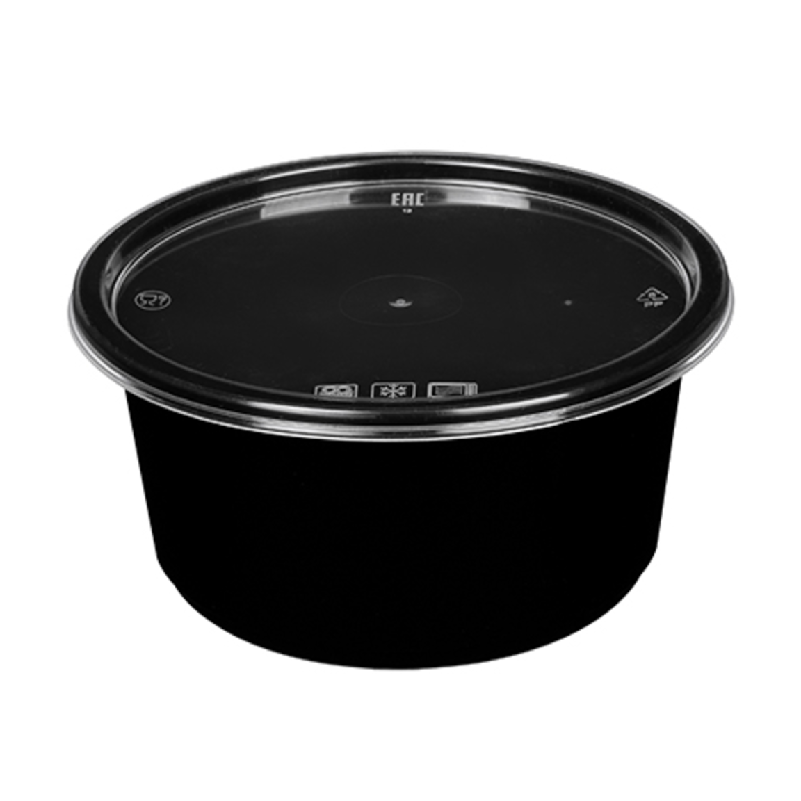 Контейнер круглый 115 мм 350 мл. Без крышки Черный, ВЗЛП арт.1547Ч, 25шт/500шт.