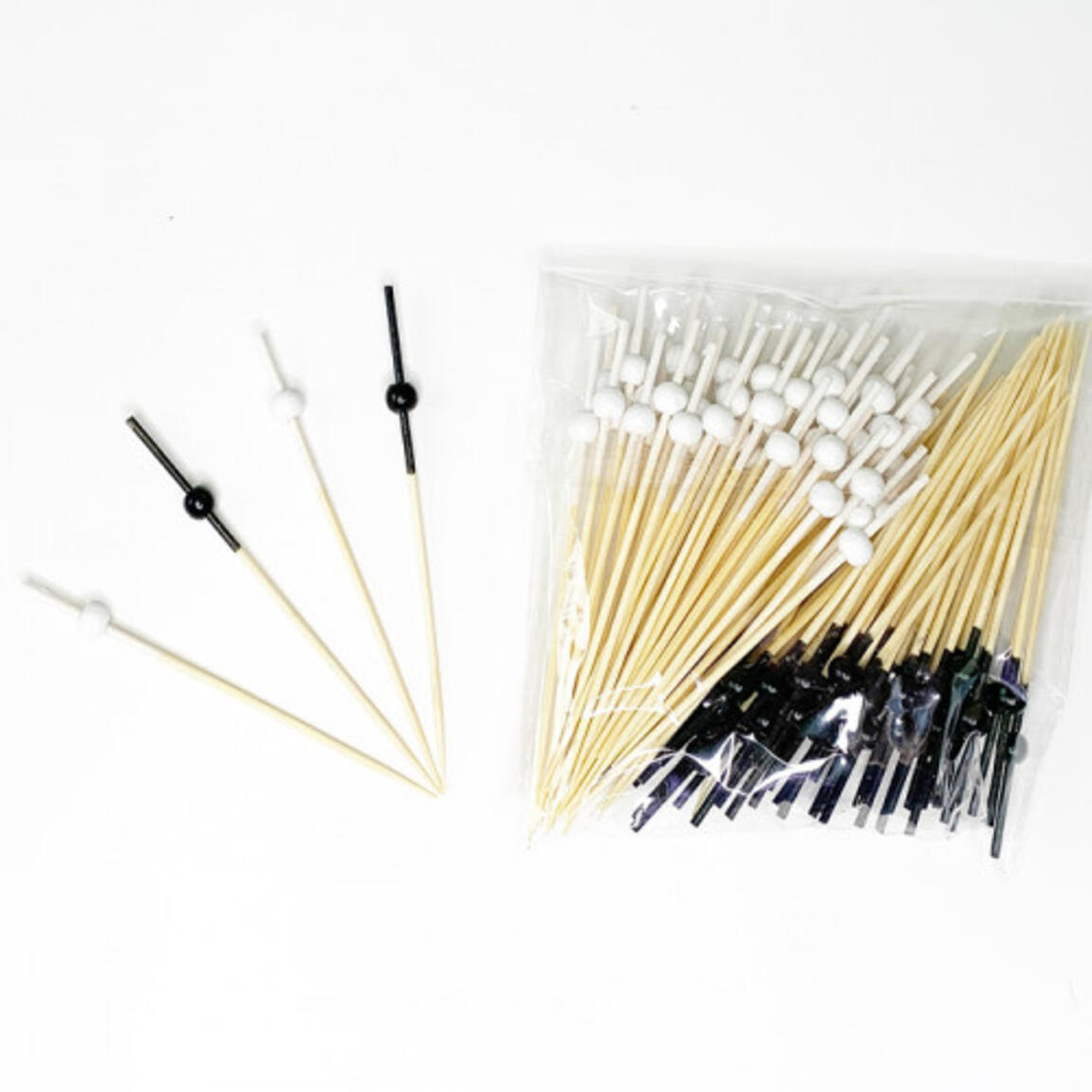 Шампур бамбук "Шарик белый/черный  12 см 100шт/40уп