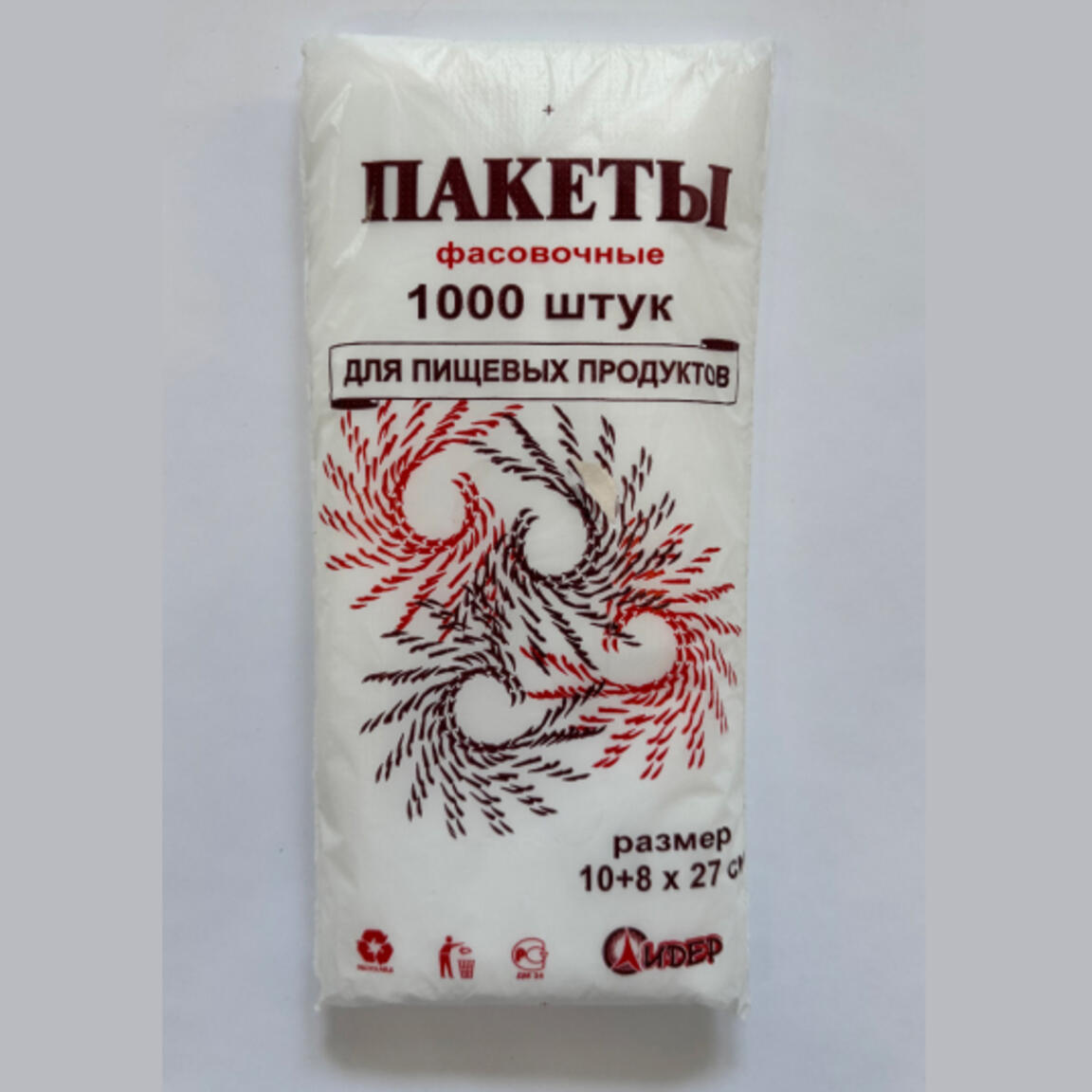 Пакет фасовочный в пласте (6мкм) 10+8х27  Хлебная 550шт 1/30пл.