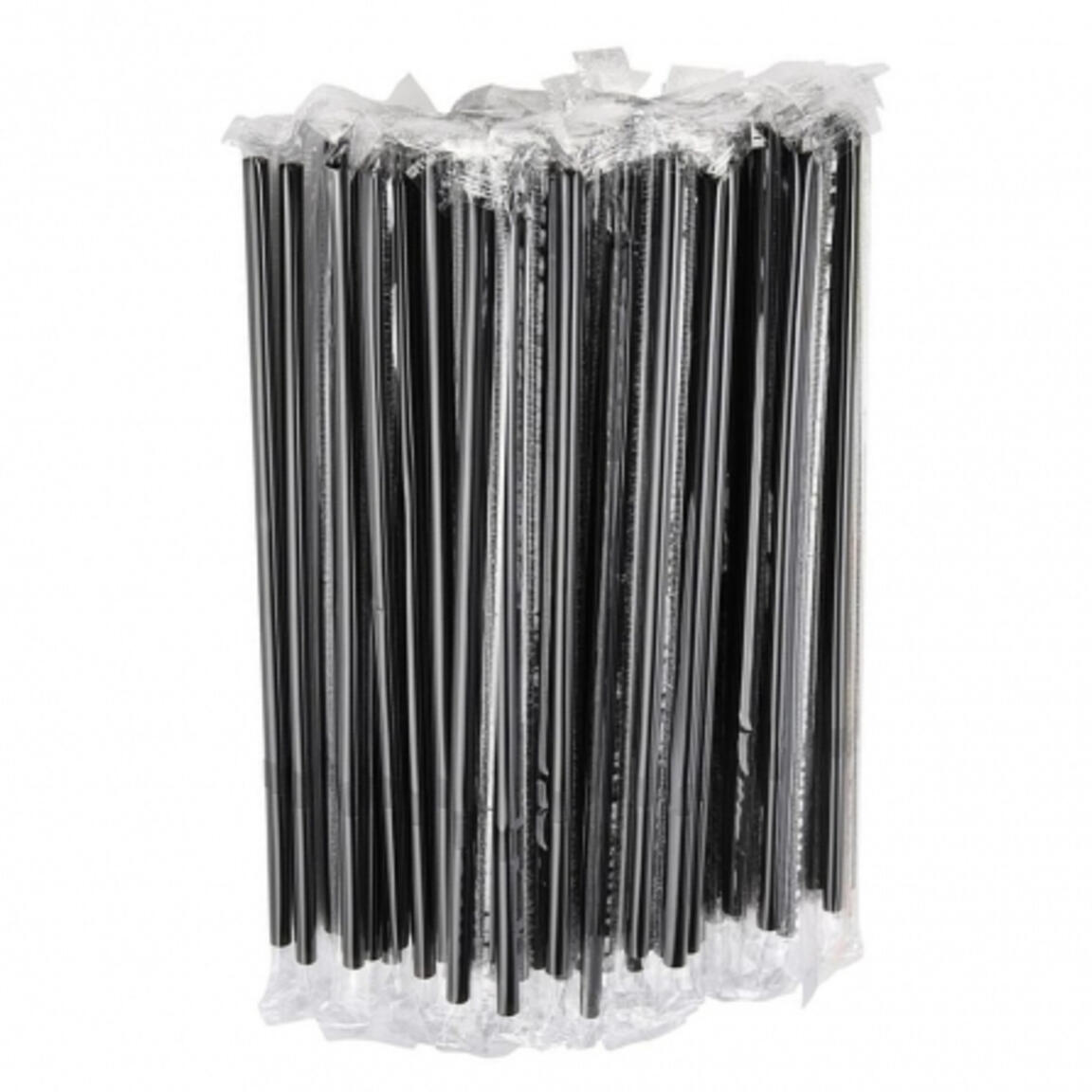 Трубочки ИНДИВИДУАЛЬНАЯ УПАКОВКА  для молоч/кокт прямые ЧЕРНЫЕ 240*8 250/16