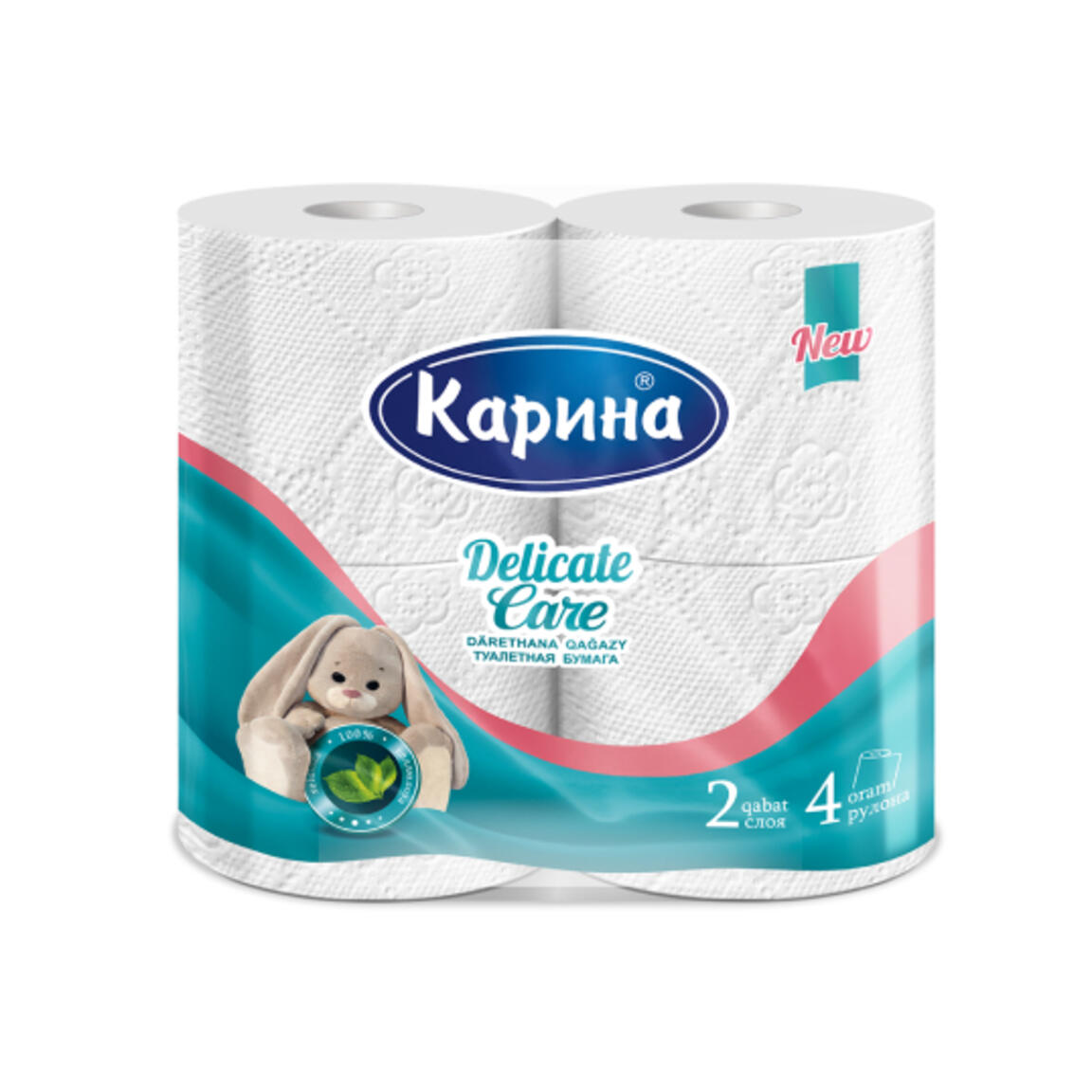 Туалетная бумага "Карина" Delicate Care 2-х слойная, 4 рулона