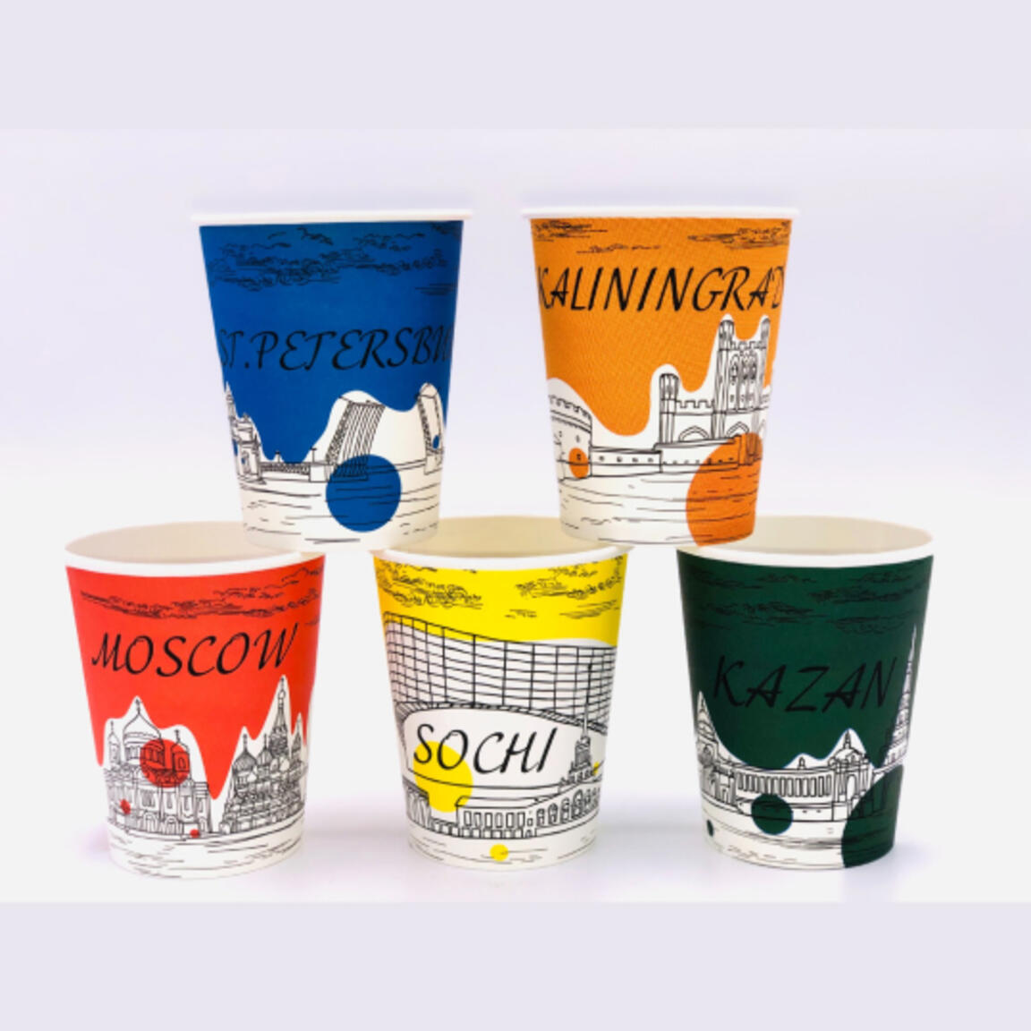 Стакан бумажный ЛигаПак 250мл ГОРОДА 50шт/1000шт