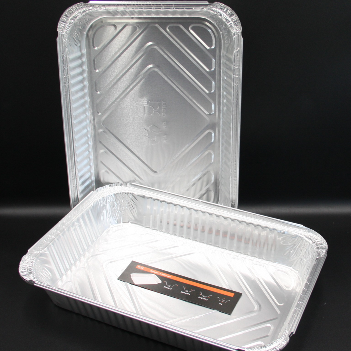 Форма из алюминиевой фольги R2L 2300мл (Внешний верхний размер 323Х216, Дно 270Х170, H 47) 1/100/300