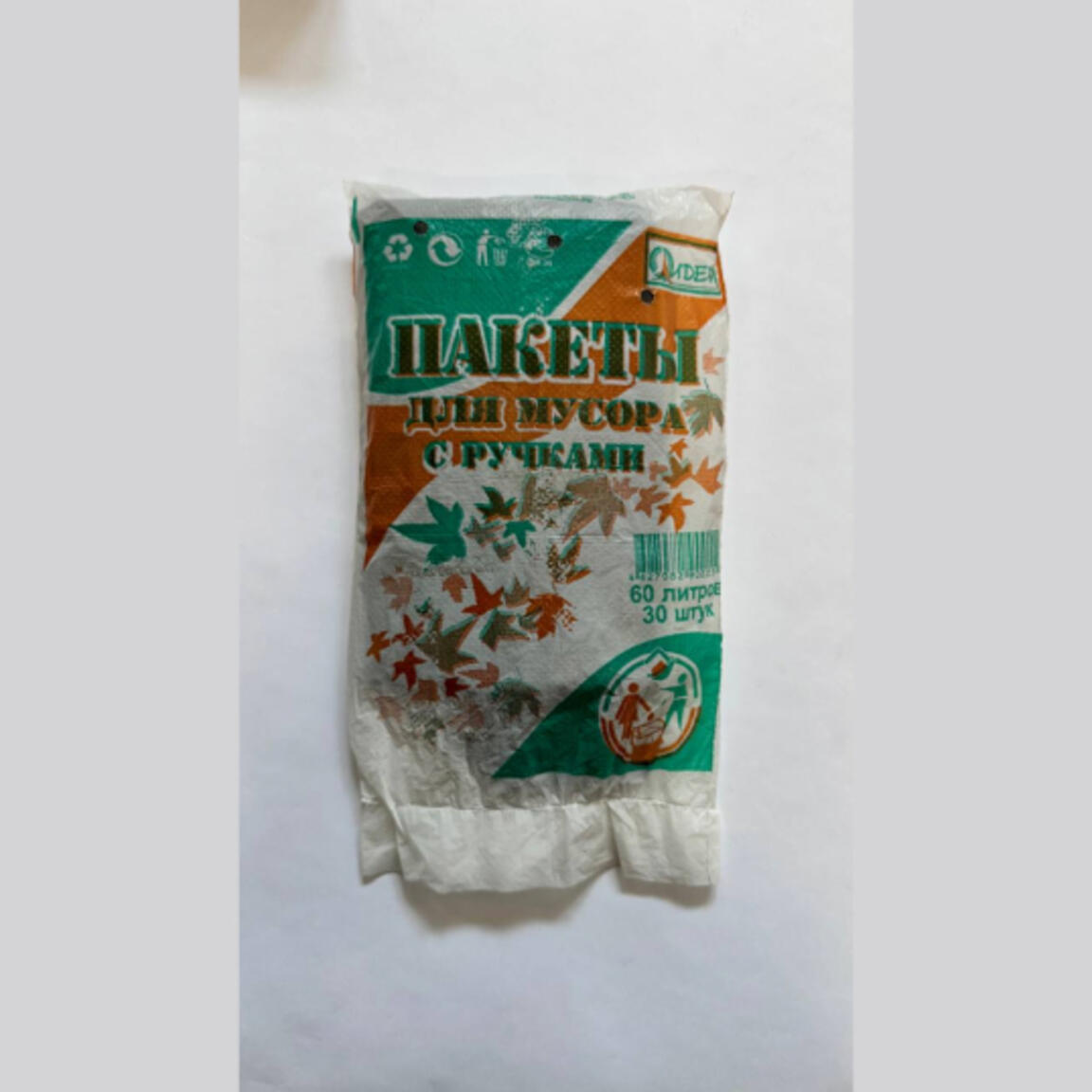 Пакет для мусора ПНД  с ручками V-60л   30шт./60уп. Лидер