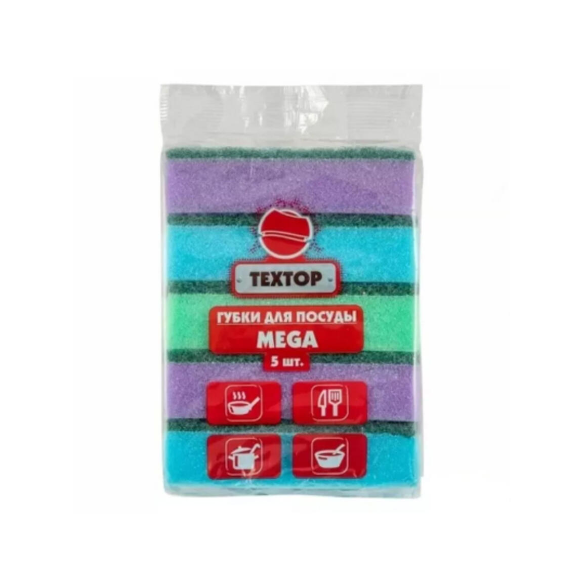 Губки д/посуды TEXOR MEGA 5шт/уп 1уп/40уп