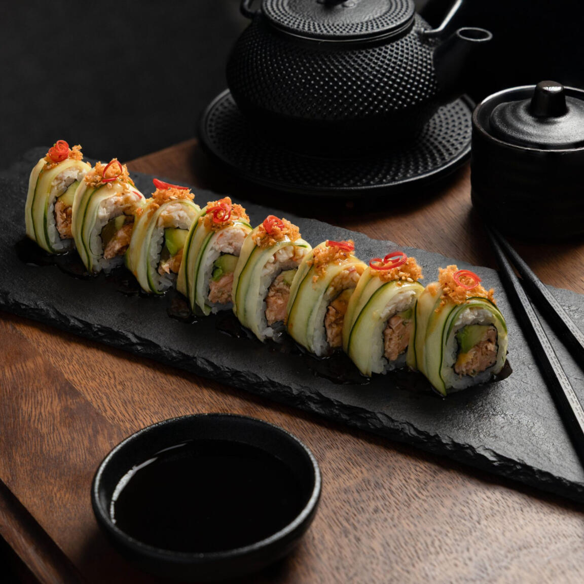 Salmon Mango Crab Sushi Roll