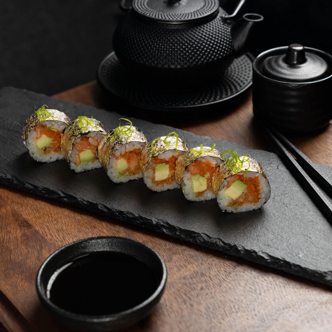 Golden Salmon Sushi Roll