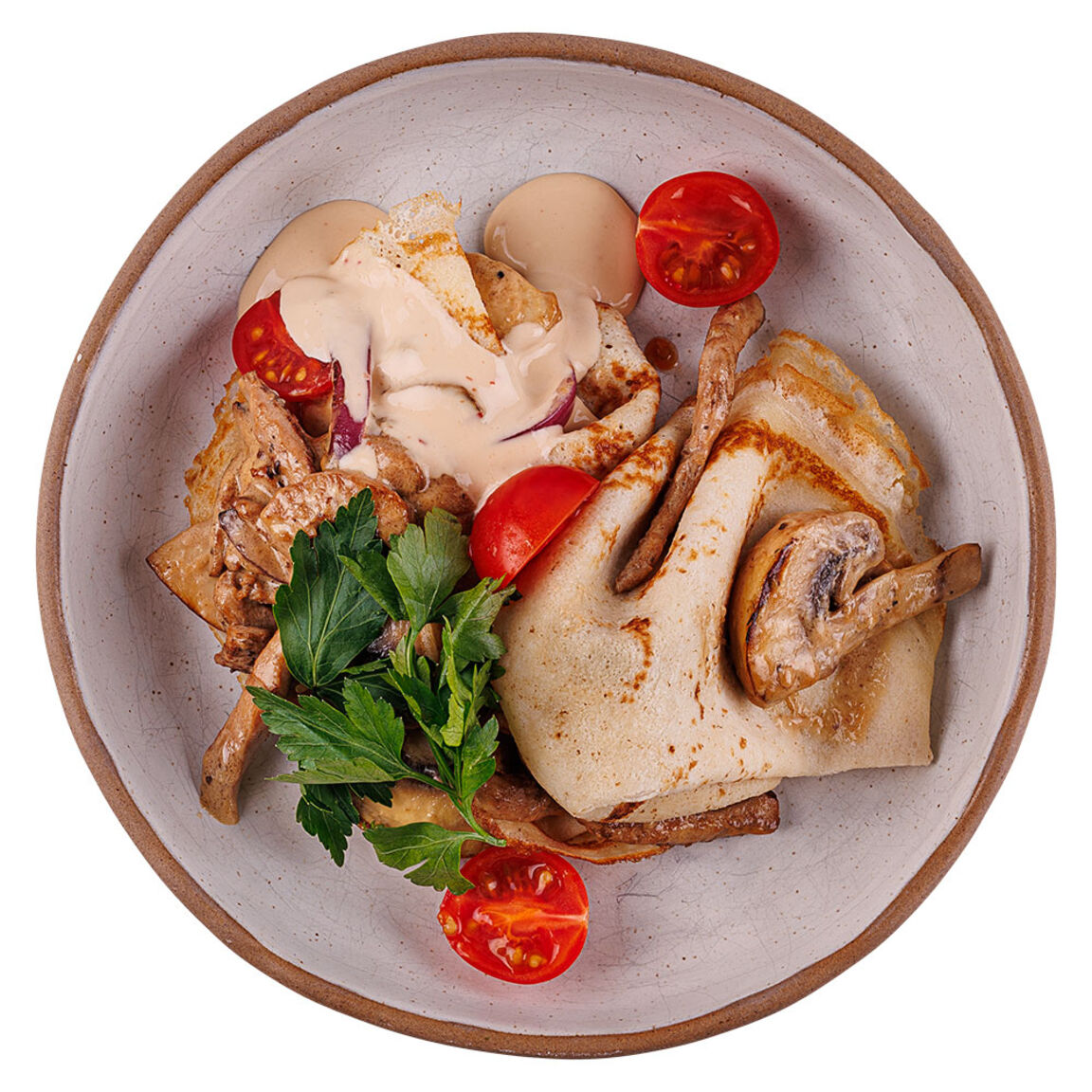 Блины с курицей и грибами