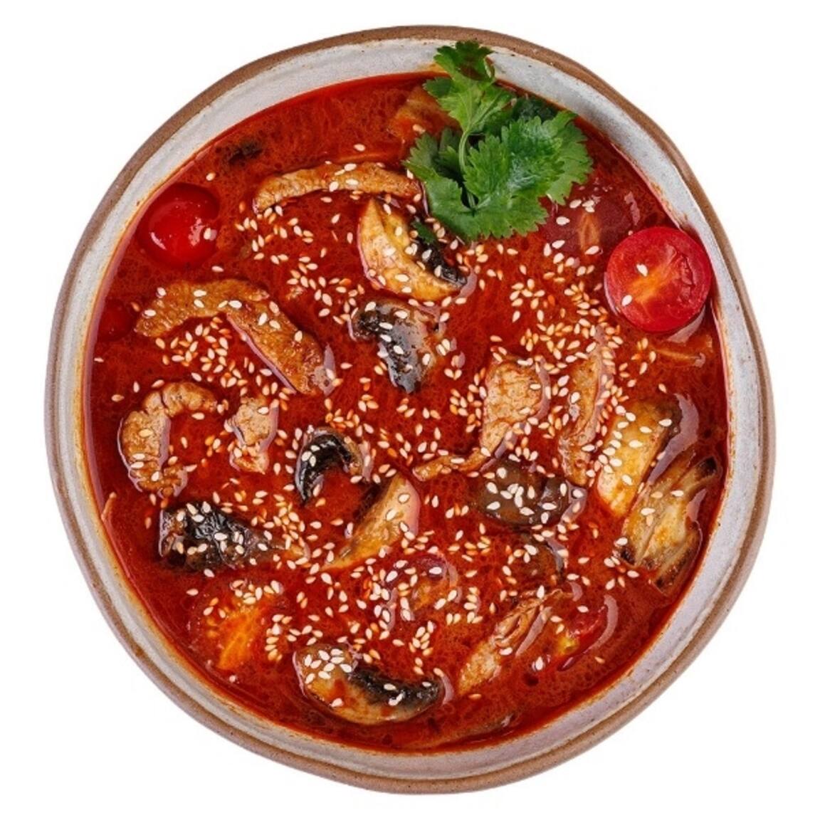 Красивая картинка Суп Том Ям с курицей и тигровой креветкой Мияги Севастополь