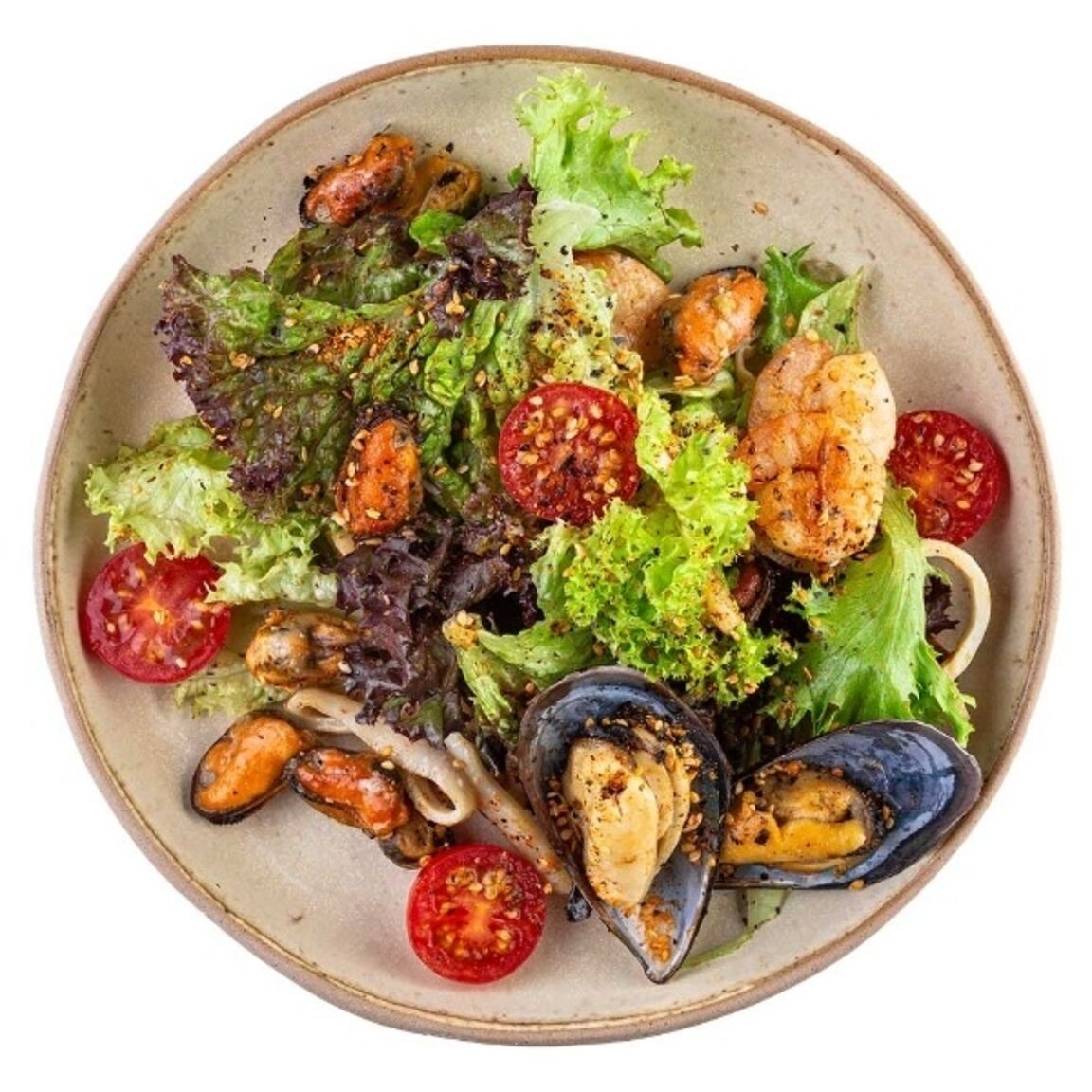 Красивая картинка Салат теплый  с морепродуктами Мияги Севастополь