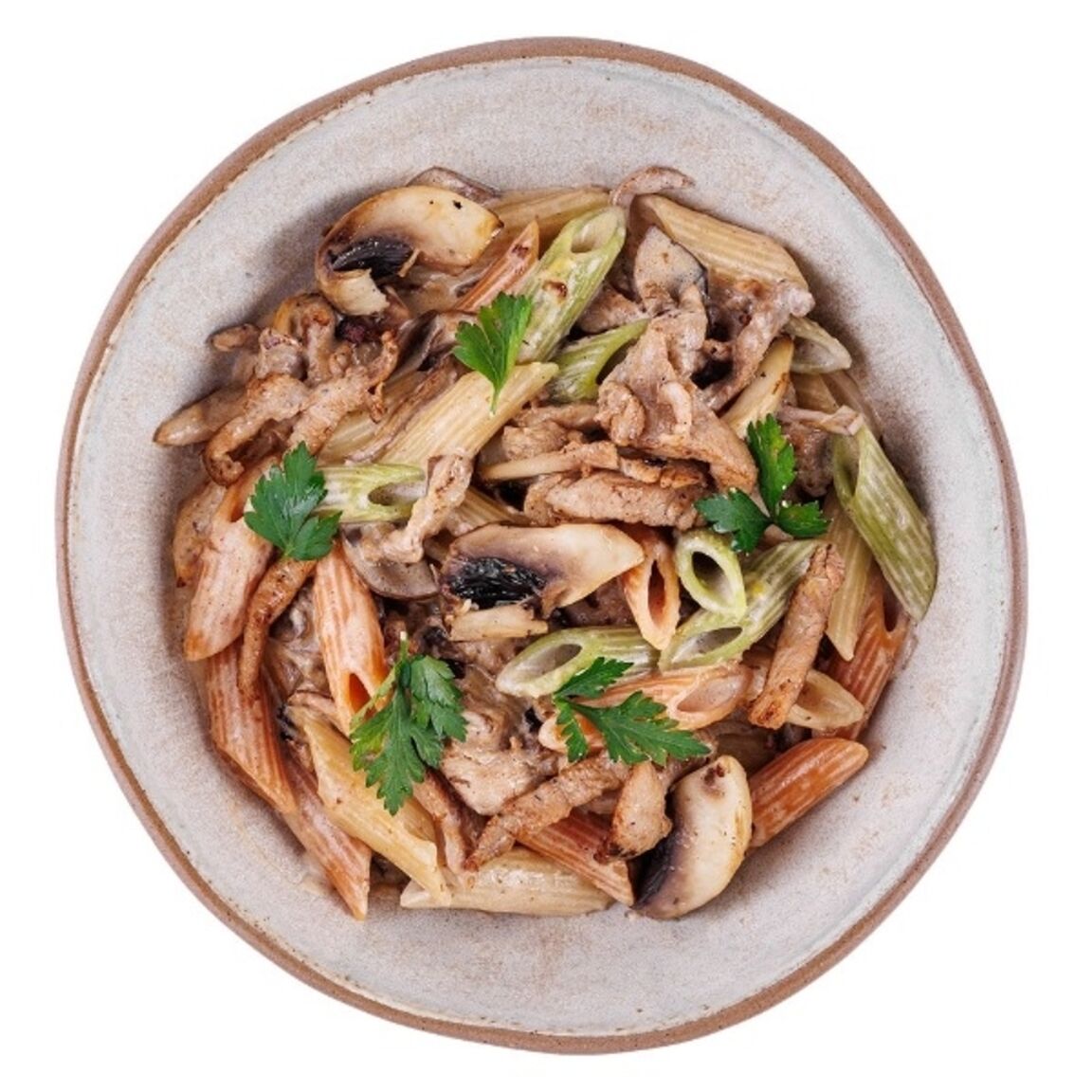 Паста с курицей и грибами