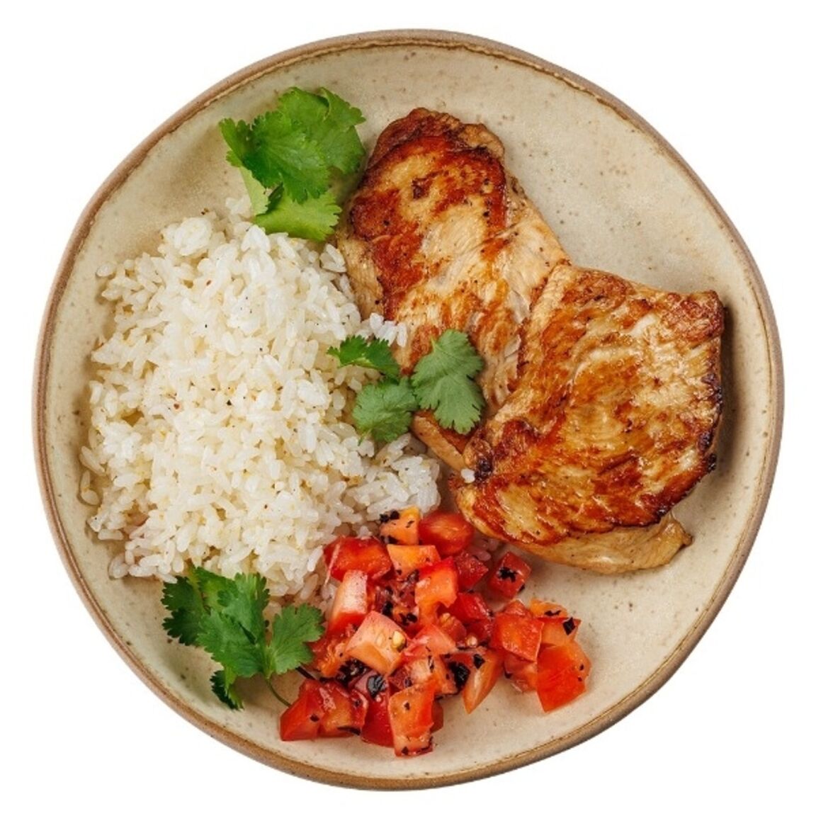 Куриное филе с пряным рисом и томатами