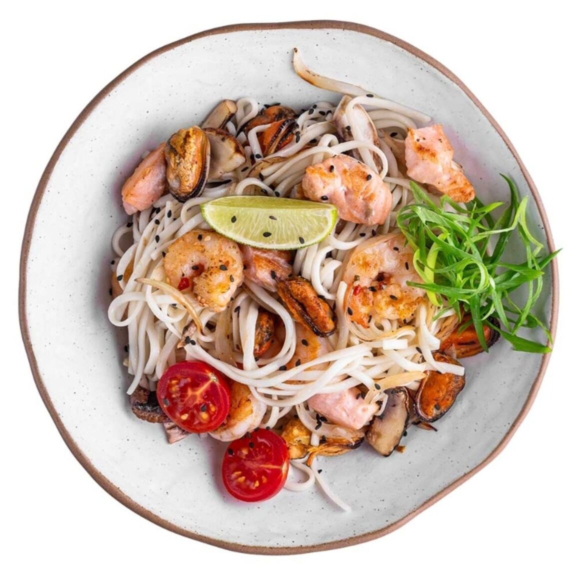 Красивая картинка  Сливочный удон с морепродуктами -Мияги