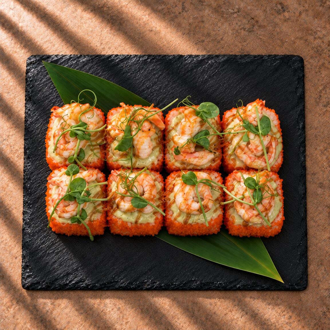 Запеченный с креветкой и васаби