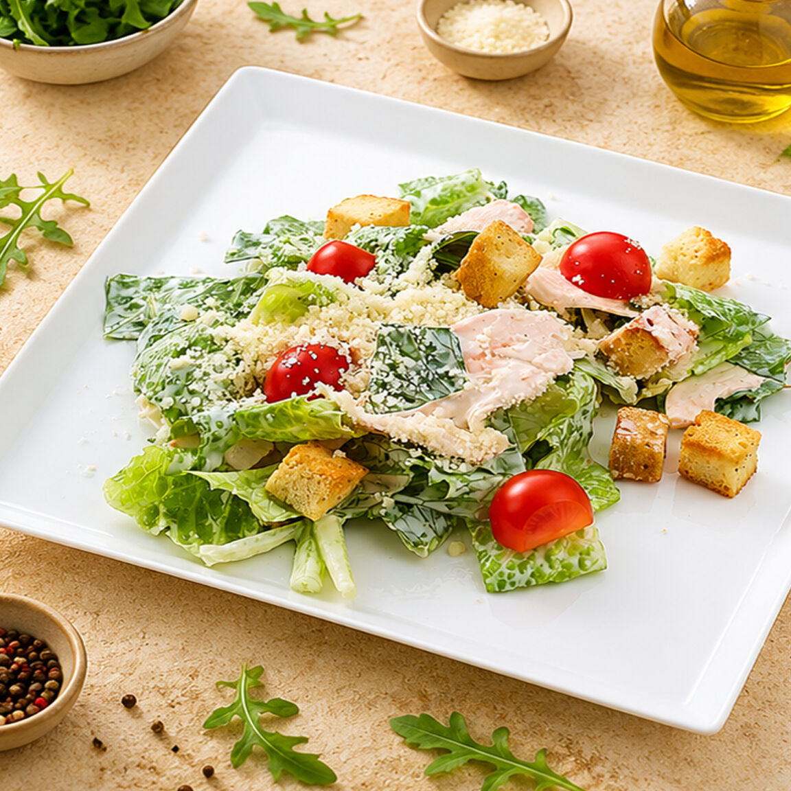 Салат  ЦЕЗАРЬ с курицей